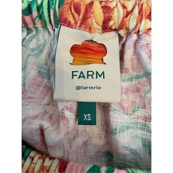 FARM RIO Pineapple Garden Linen Dress Size XS belted Hawaiian tropical - Picture 8 of 9